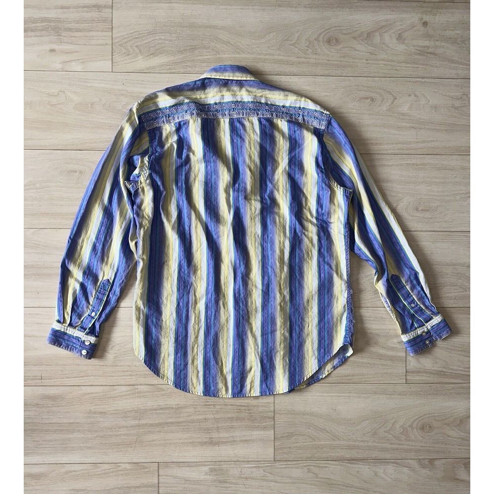 Robert Graham Mens Shirt Medium Striped Embroidered‎ Blue Long Sleeve Button Up - Picture 2 of 6